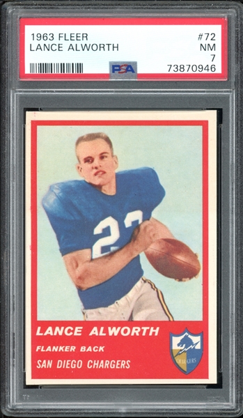 1963 Fleer #72 Lance Alworth PSA 7 NM