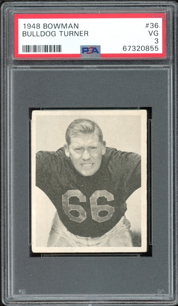 1948 Bowman #36 Bulldog Turner PSA 3 VG