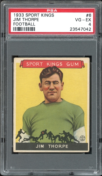 1933 Sport Kings Football #6 Jim Thorpe PSA 4 VG-EX