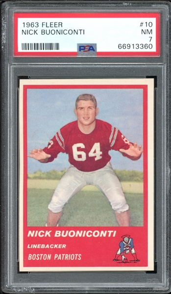 1963 Fleer #10 Nick Buoniconti PSA 7 NM