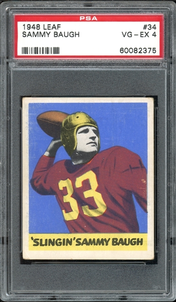 1948 Leaf #34 Sammy Baugh PSA 4 VG-EX