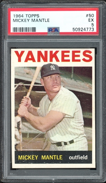 1964 Topps #50 Mickey Mantle PSA 5 EX