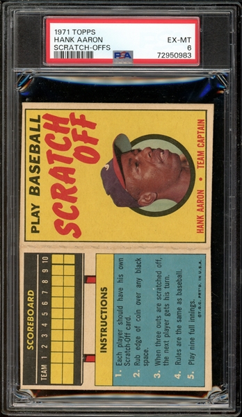 1971 Topps Hank Aaron Scratch-Offs PSA 6 EX-MT