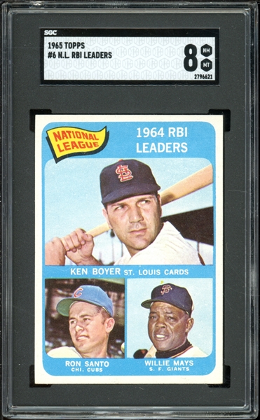 1965 Topps #6 N.L. RBI Leaders SGC 8 NM-MT