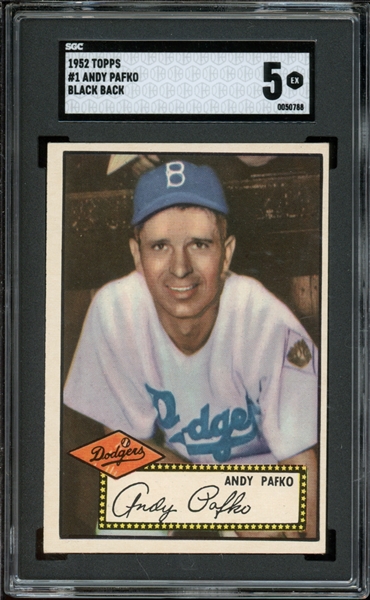 1952 Topps #1 Andy Pafko Black Back SGC 5 EX