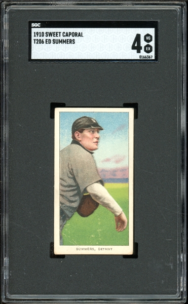 1909-11 T206 Sweet Caporal  350/25 Ed Summers SGC 4 VG-EX