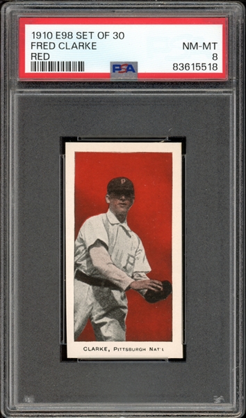 1910 E98 Set Of 30 Fred Clarke (Red) PSA 8 NM-MT