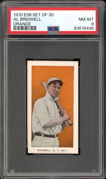 1910 E98 Set Of 30 Al Bridwell (Orange) PSA 8 NM-MT