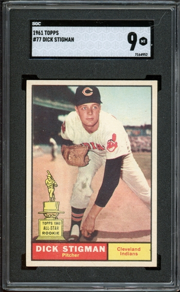 1961 Topps #77 Dick Stigman SGC 9 MT