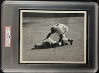 1951 Mickey Mantle & Joe DiMaggio (Checking on Mantle) World Series Game 2 Type I Photograph Featuring Mantles Injury PSA Authenticated