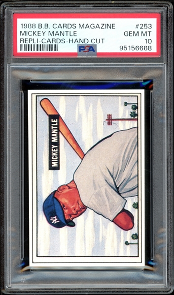 1988 Baseball Cards Magazine 1951 Bowman Mickey Mantle Replica PSA 10 GEM MINT POP 3