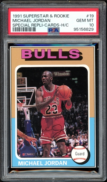 1991 Superstar & Rookie Special Repli-Cards Hand Cut #19 Michael Jordan PSA 10 GEM MINT POP 3