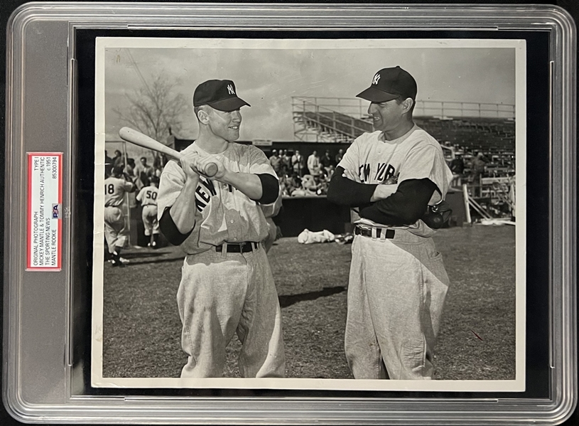 1951 Mickey Mantle & Tommy Henrich Sporting News Type I Photograph PSA Authenticated