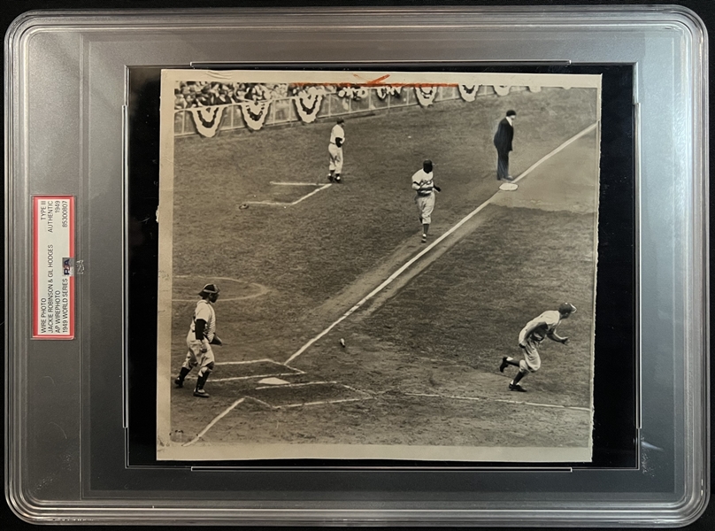 1949 World Series Jackie Robinson & Gil Hodges Type III Photograph PSA Authenticated