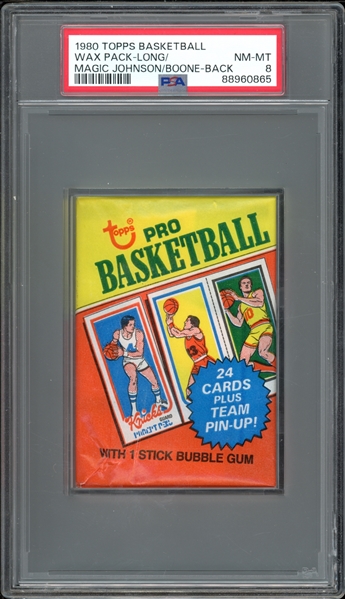 1980 Topps Basketball Wax Pack- Long (Magic Johnson/Boone Back) PSA 8 NM-MT