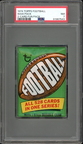 1974 Topps Football Wax Pack 2-Card Fun Pack PSA 7 NM