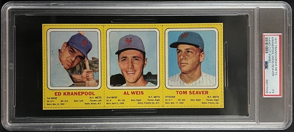 1970 Transogram Mets E. Kranepool, A. Weiss & T. Seaver Hand Cut Panel PSA 5 EX