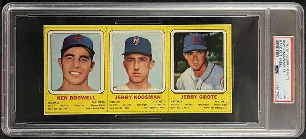 1970 Transogram Mets K. Boswell, J. Koosman & J. Grote Hand Cut Panel PSA 7 NM