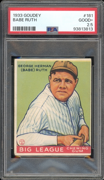 1933 Goudey #181 Babe Ruth PSA 2.5 GD+