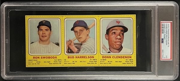 1970 Transogram Mets R. Swoboda, B. Harrelson & D. Clendenon Hand Cut Panel PSA 3 VG