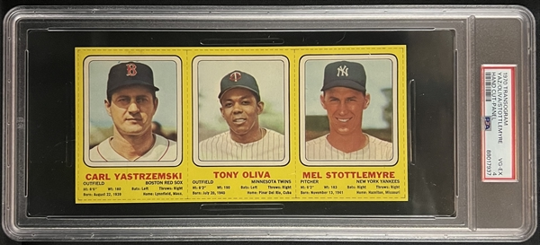 1970 Transogram C. Yastrzemski, T. Oliva & M. Stottlemyre Hand Cut Panel PSA 4 VG-EX