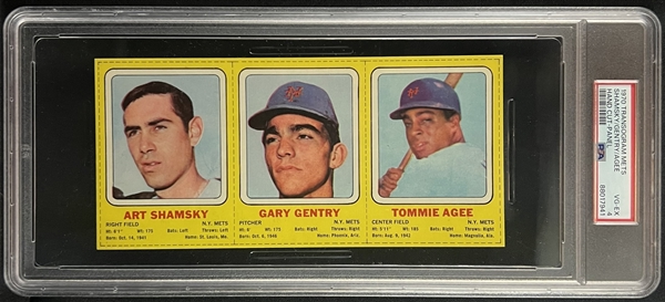 1970 Transogram Mets A. Shamsky, G. Gentry & T. Agee Hand Cut Panel PSA 4 VG-EX