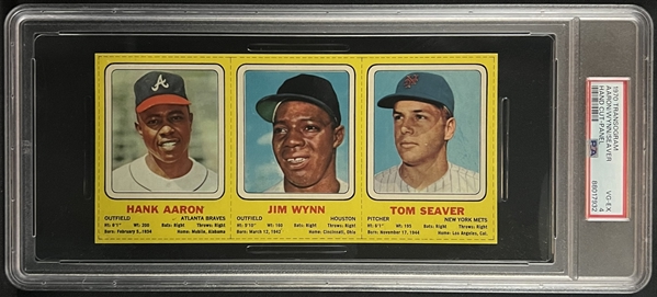 1970 Transogram H. Aaron, J. Wynn & T. Seaver Hand Cut Panel PSA 4 VG-EX