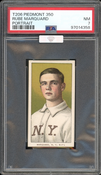 1909-11 T206 Piedmont 350/25 Rube Marquard Portrait PSA 7 NM