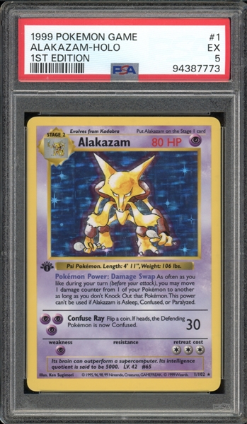 1999 Pokemon 1st Edition #1 Alakazam Holo PSA 5 EX