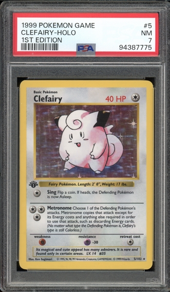 1999 Pokemon 1st Edition #5 Clefairy Holo PSA 7 NM