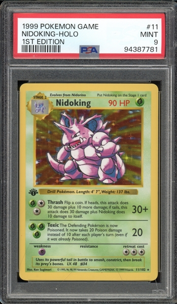 1999 Pokemon 1st Edition #11 Nidoking Holo PSA 9 MINT