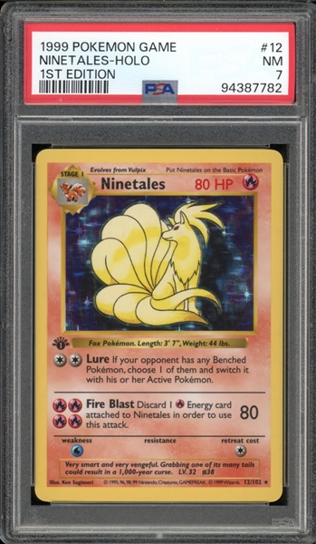 1999 Pokemon 1st Edition #12 Ninetales Holo PSA 7 NM