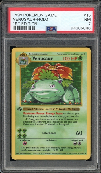 1999 Pokemon 1st Edition #15 Venusaur Holo PSA 7 NM