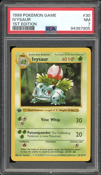 1999 Pokemon 1st Edition #30 Ivysaur PSA 7 NM