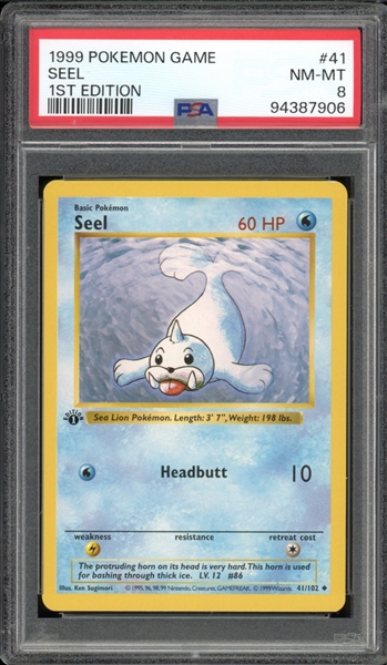 1999 Pokemon 1st Edition #41 Seel PSA 8 NM-MT