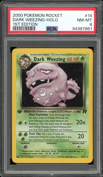 2000 Pokemon Rocket 1st Edition #14 Dark Weezing Holo PSA 8 NM-MT