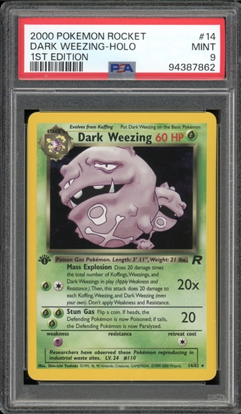 2000 Pokemon Rocket 1st Edition #14 Dark Weezing Holo PSA 9 MINT