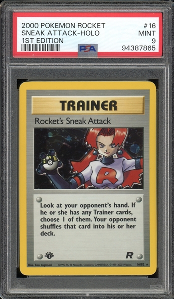 2000 Pokemon Rocket 1st Edition #16 Sneak Attack Holo PSA 9 MINT