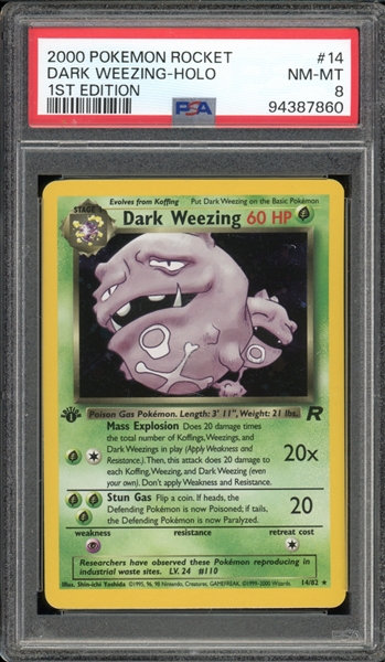 2000 Pokemon Rocket 1st Edition #14 Dark Weezing Holo PSA 8 NM-MT