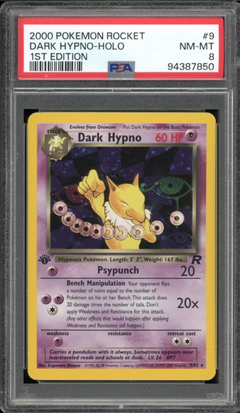 2000 Pokemon Rocket 1st Edition #9 Dark Hypno Holo PSA 8 NM-MT