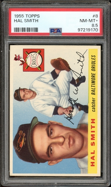 1955 Topps #8 Hal Smith PSA 8.5 NM-MT+