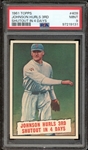 1961 Topps #409 Johnson Hurls 3rd Shutout In 4 Days PSA 9 MINT