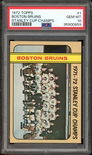 1972 Topps #1 Boston Bruins Stanley Cup Champs PSA 10 GEM MT