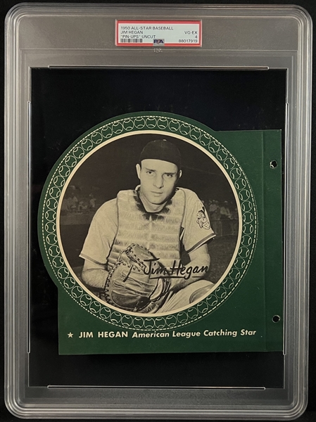 1950 All-Star Baseball Jim Hegan "Pin-Ups" Uncut PSA 4 VG-EX