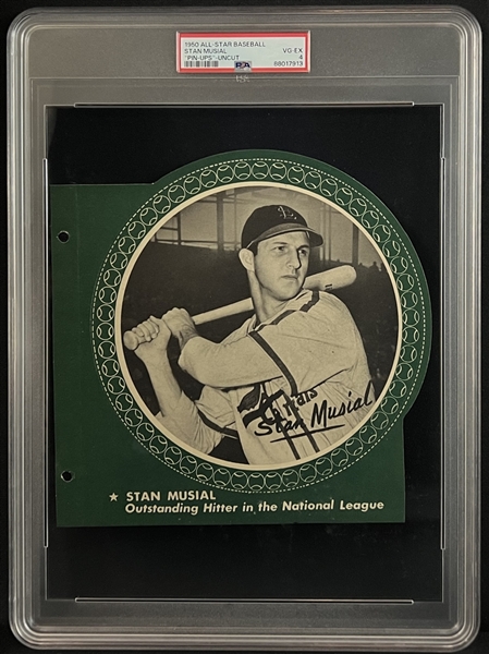 1950 All-Star Baseball Stan Musial "Pin-Ups" Uncut PSA 4 VG-EX