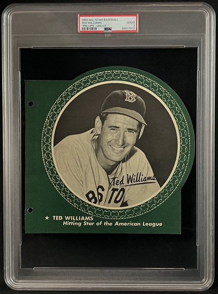 1950 All-Star Baseball Ted Williams "Pin-Ups" Uncut PSA 2 GOOD