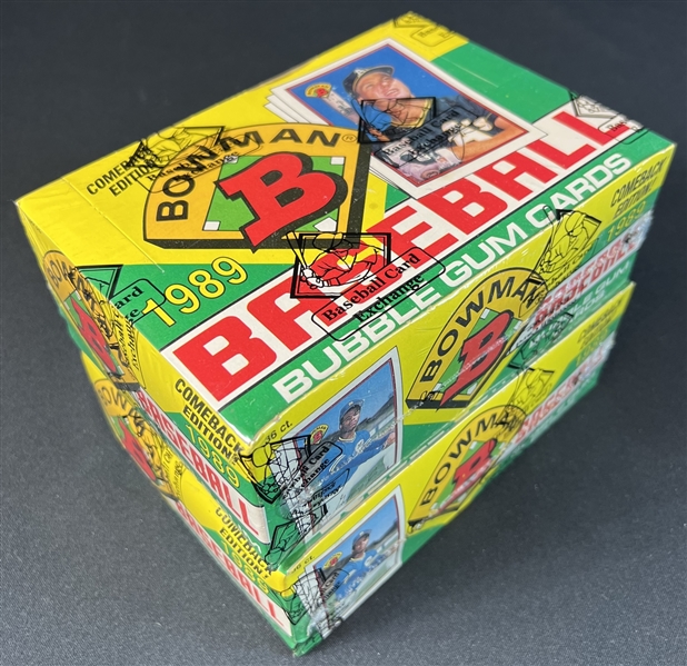 1989 Bowman Unopened Wax Box FASC Group of 2 BBCE Authenticated