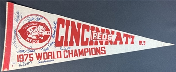 1975 Cincinnati Reds World Series Champions Signed Pennant Including Rose, Bench, Morgan, Perez & Others JSA LOA