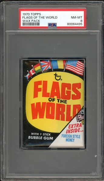 1970 Topps Flags Of The World Wax Pack PSA 8 NM-MT