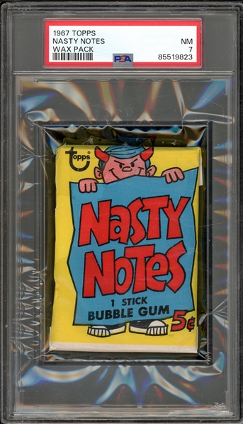 1967 Topps Nasty Notes Wax Pack PSA 7 NM